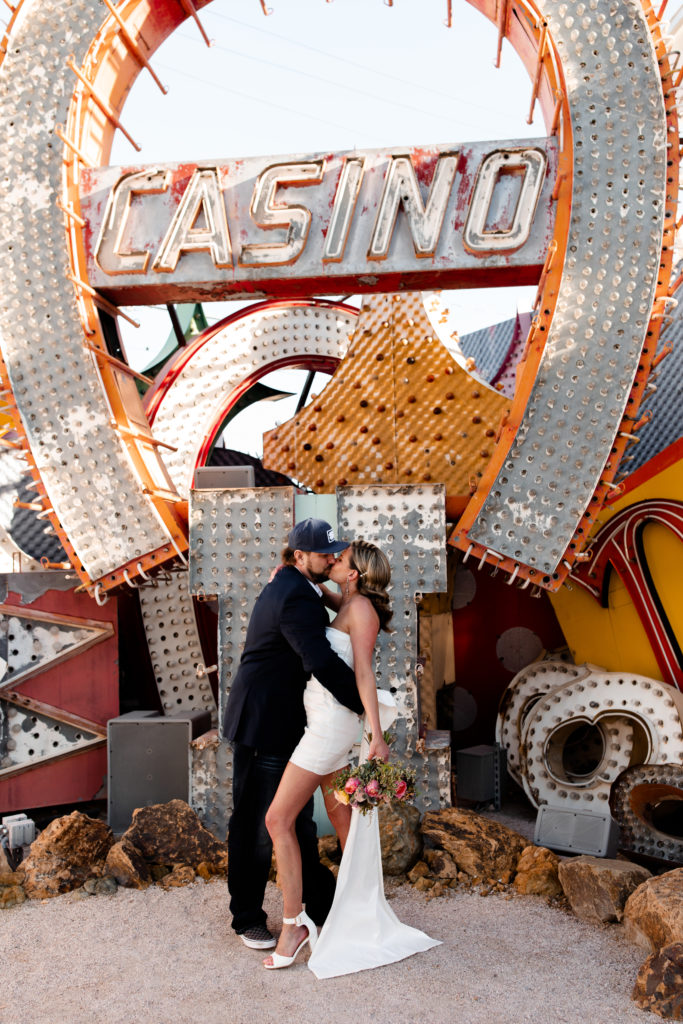 Bride and Groom Elope at The Neon Museum