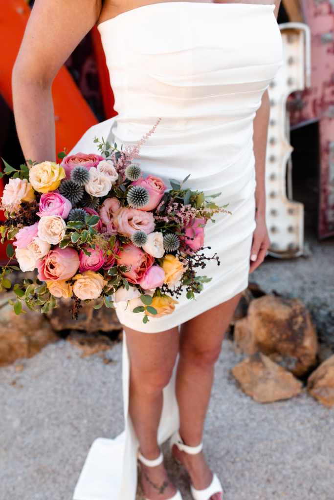 Pink and yellow summery elopement flowers