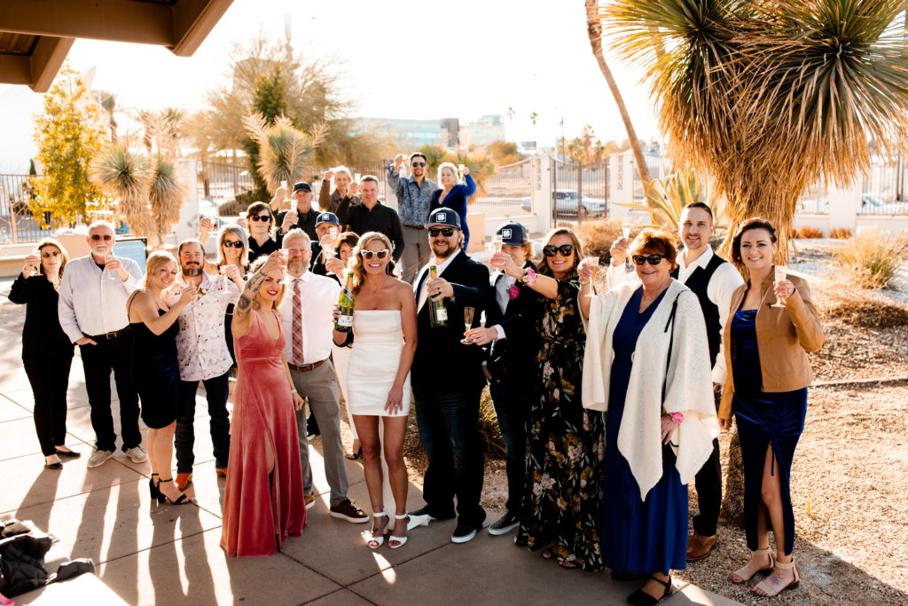 An intimate wedding at the Neon Museum in Las Vegas