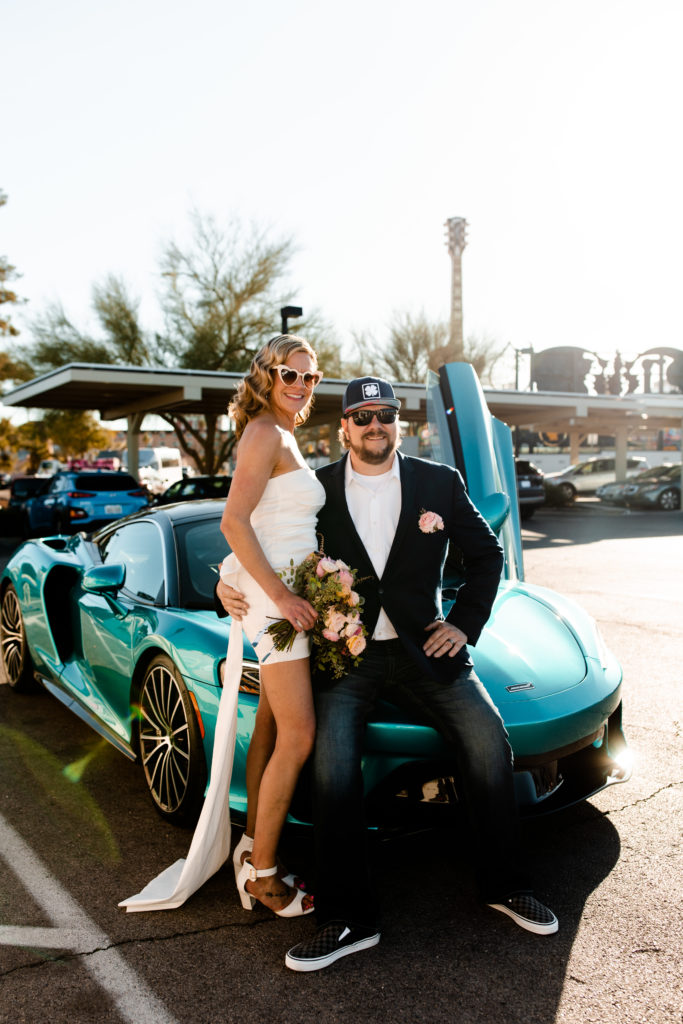 An exotic vehicle for an elopement getaway car. This couple opted to rent a McLaren while in town!