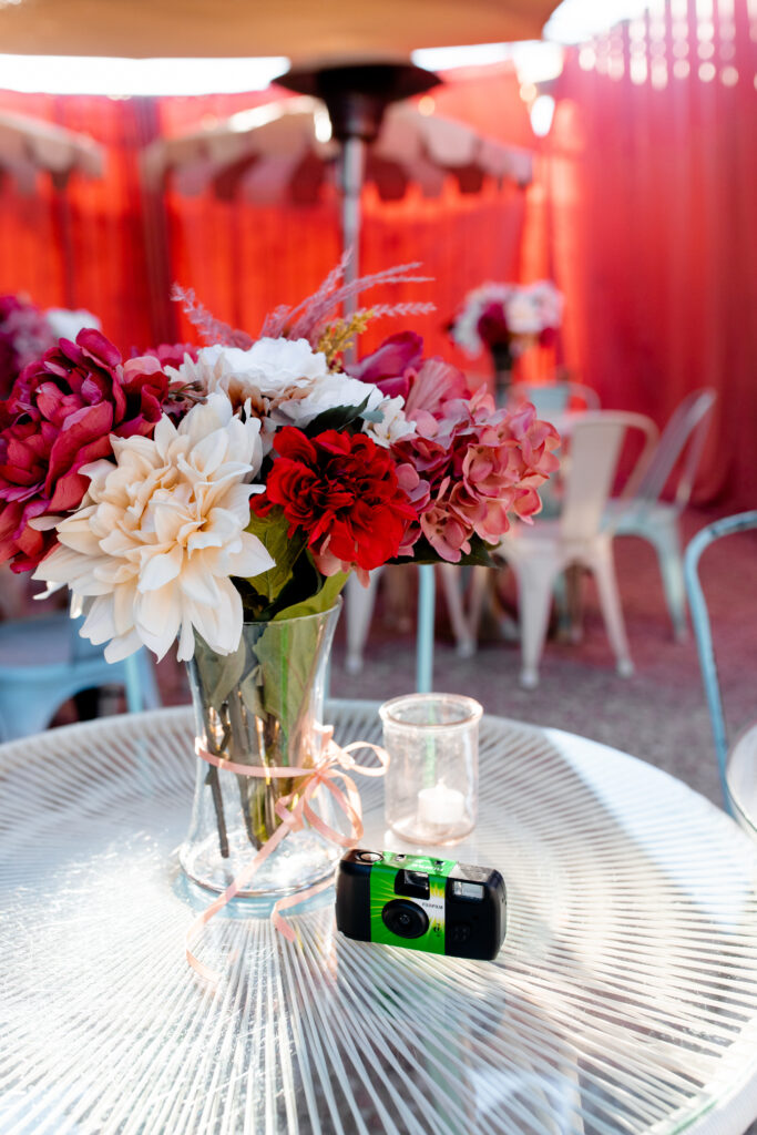 Place settings for a simple outdoor Las Vegas wedding