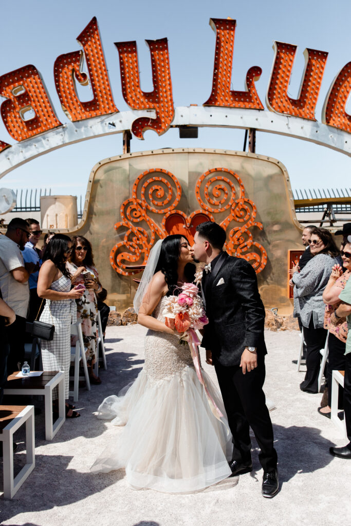 wedding ceremony in Neon Museum's North Gallery