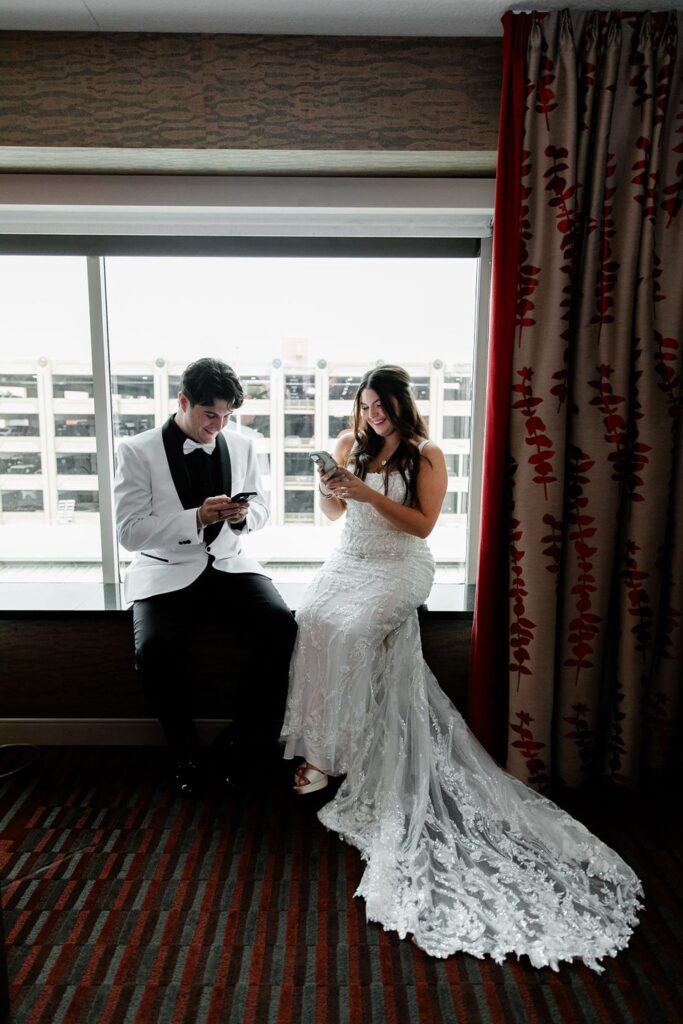 Bride and groom exchanging private vows