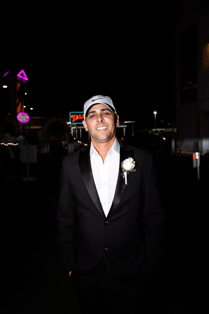 Las Vegas grooms portraits at night