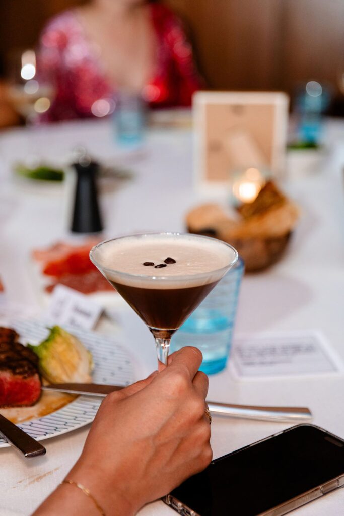Close up shot of an espresso martini