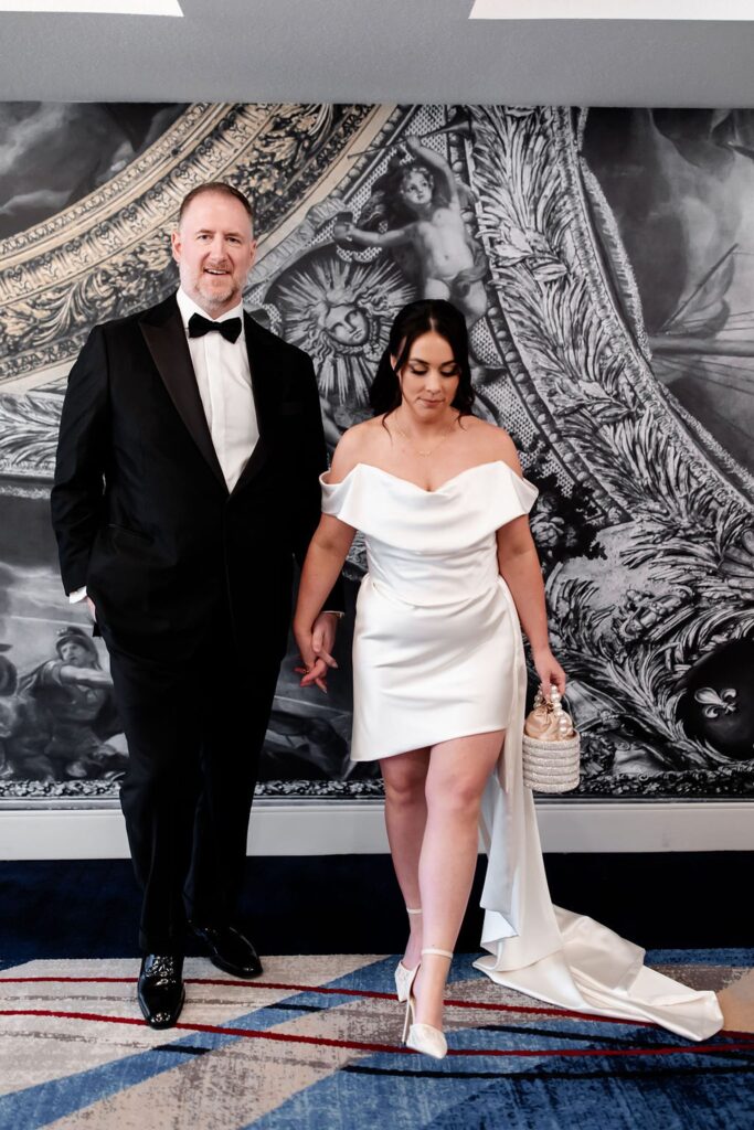 Bride and grooms Las Vegas hotel wedding portraits at Paris Hotel