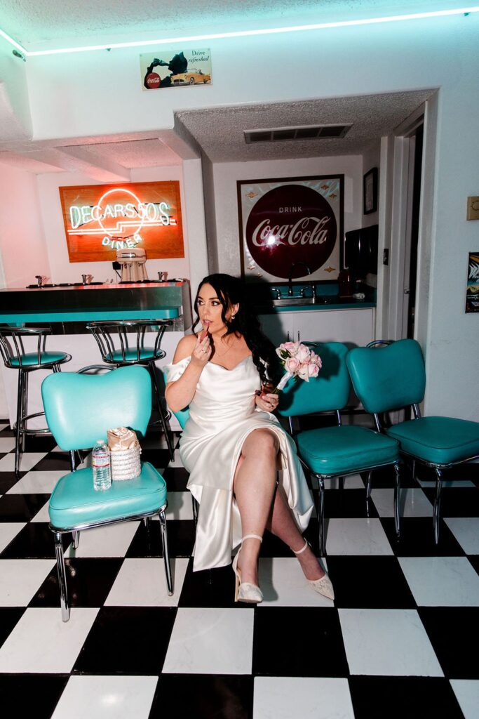 Indoor Las Vegas bridal portraits at Viva Las Vegas Wedding Chapel