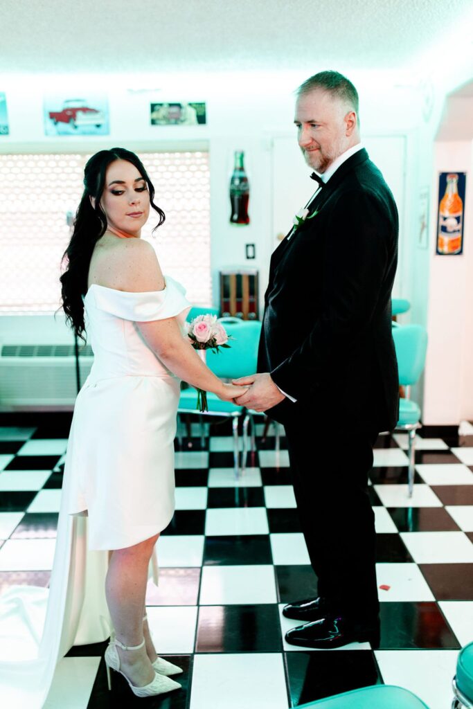 Bride and grooms Viva Las Vegas wedding portraits
