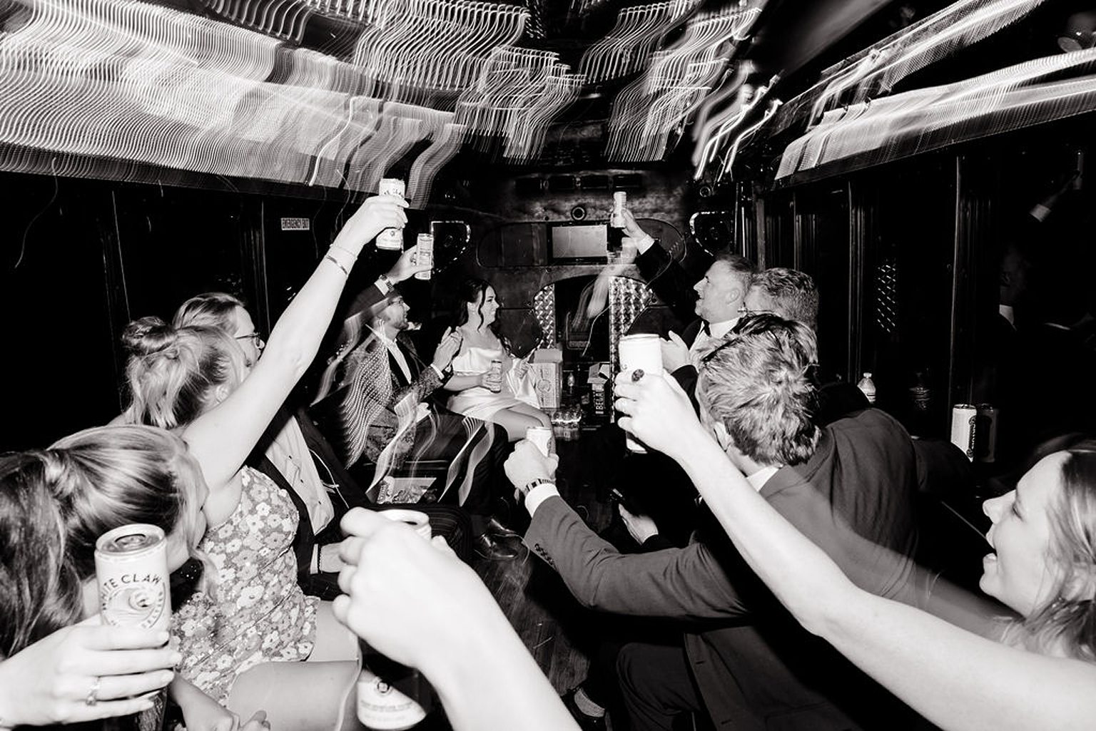 Black and white Las Vegas party bus photo