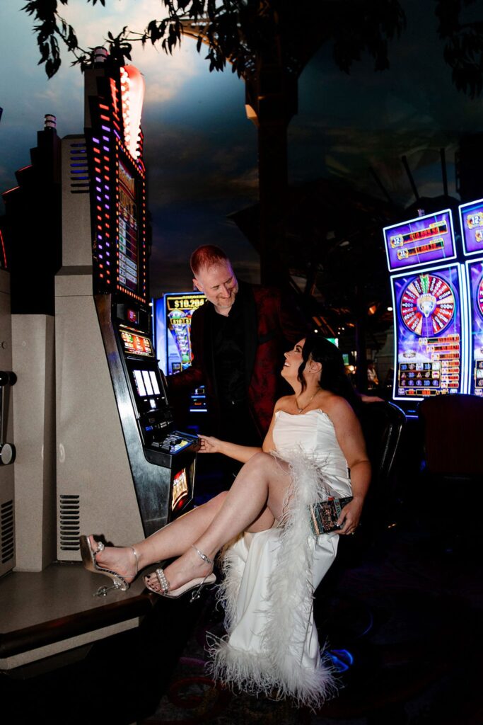 Bride and grooms Las Vegas casino wedding photos