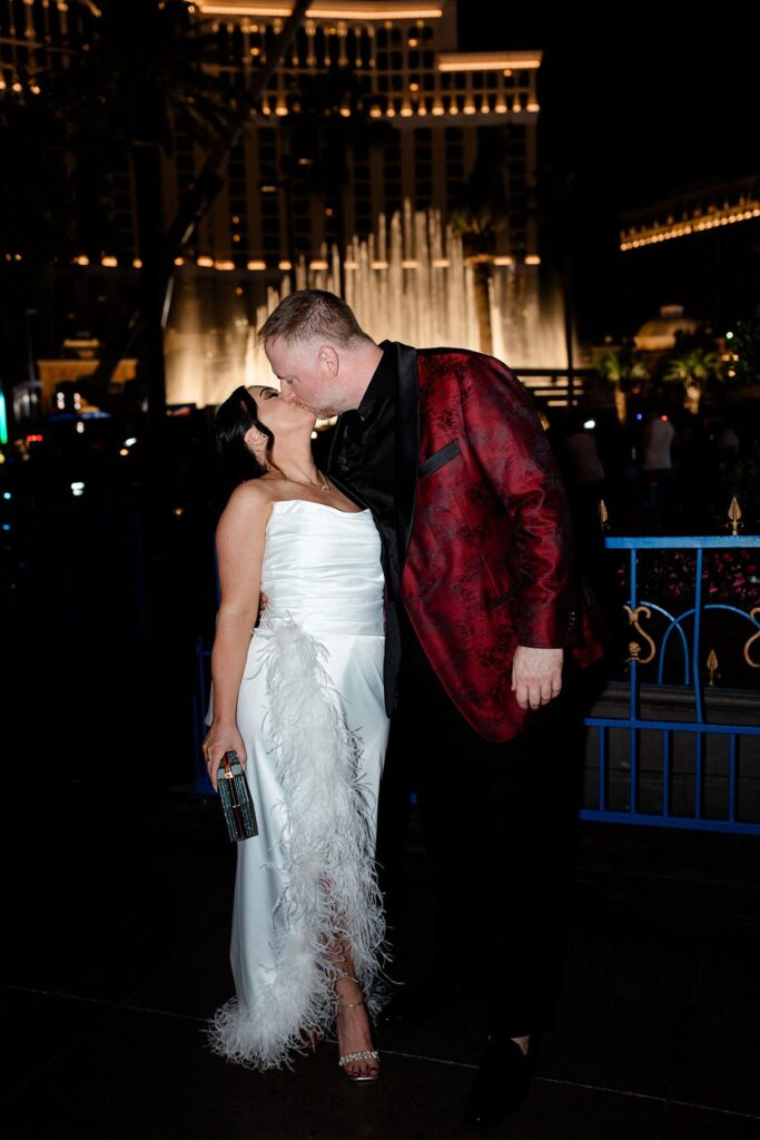 Bride and grooms night portraits from their Las Vegas wedding weekend