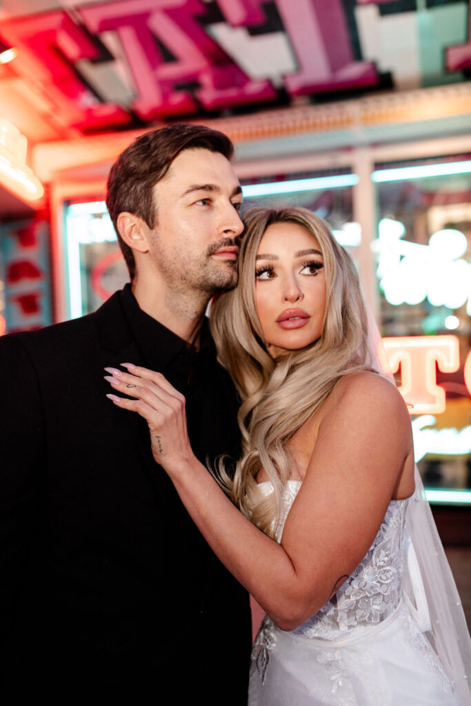 Bride and grooms downtown vintage Las Vegas wedding photos
