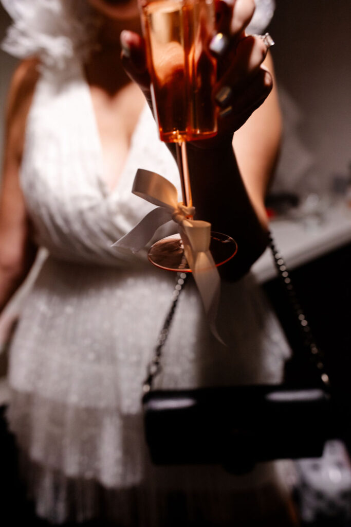 Las Vegas bachelorette bridal style with a champagne couple