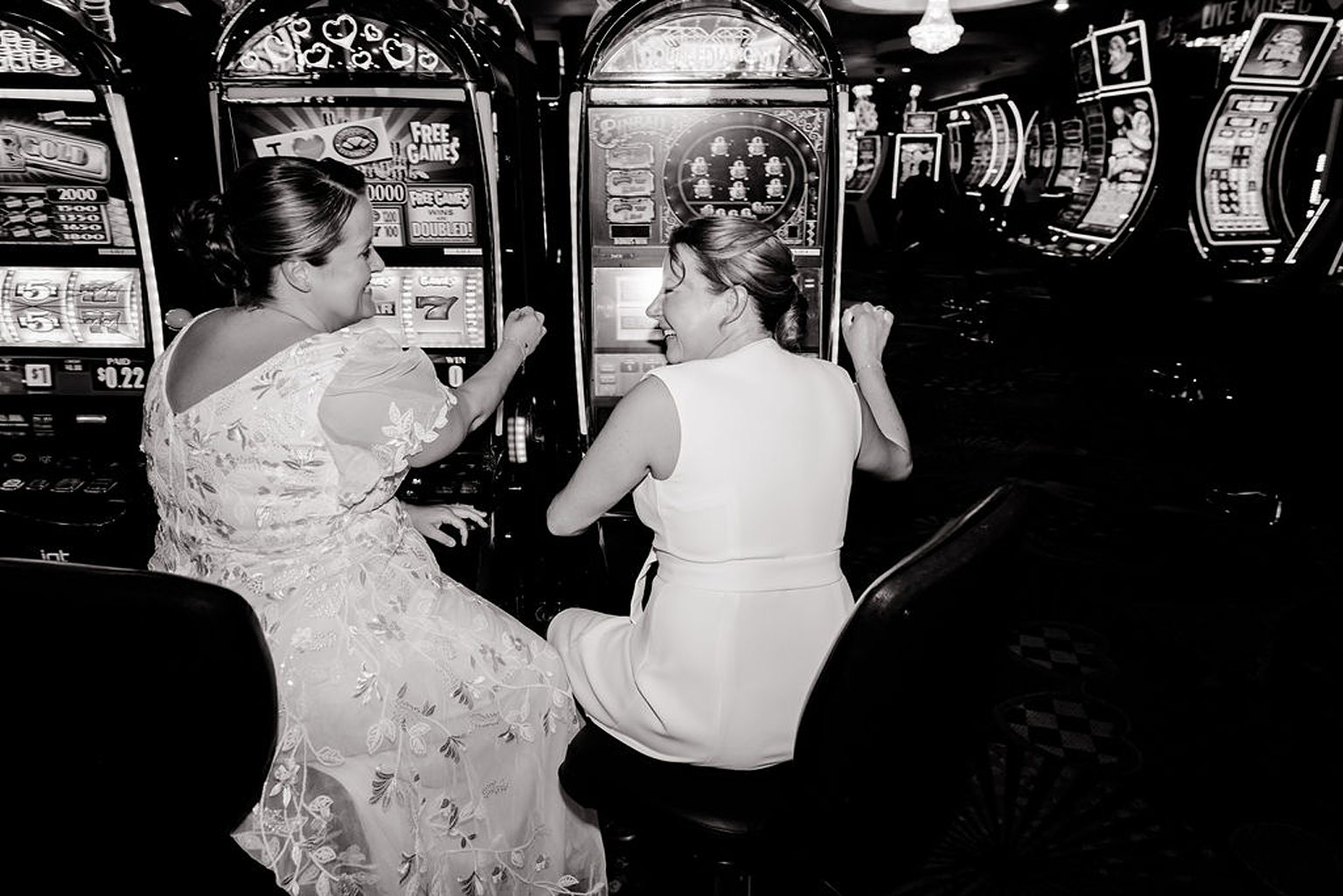 Black and white LQBTQ+ casino wedding photos