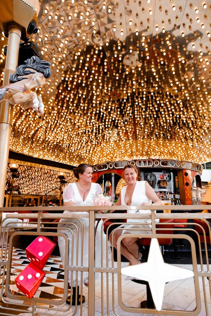 Couple sitting together at Carousel Bar in downtown Las Vegas