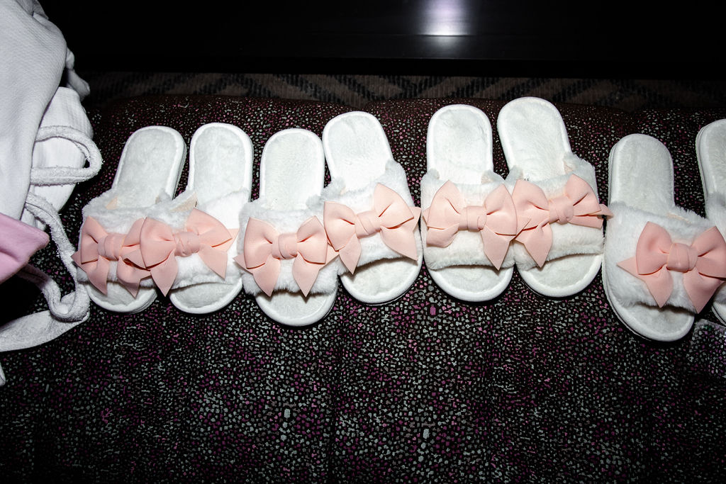 Las Vegas bachelorette party ideas with matching slippers and decor