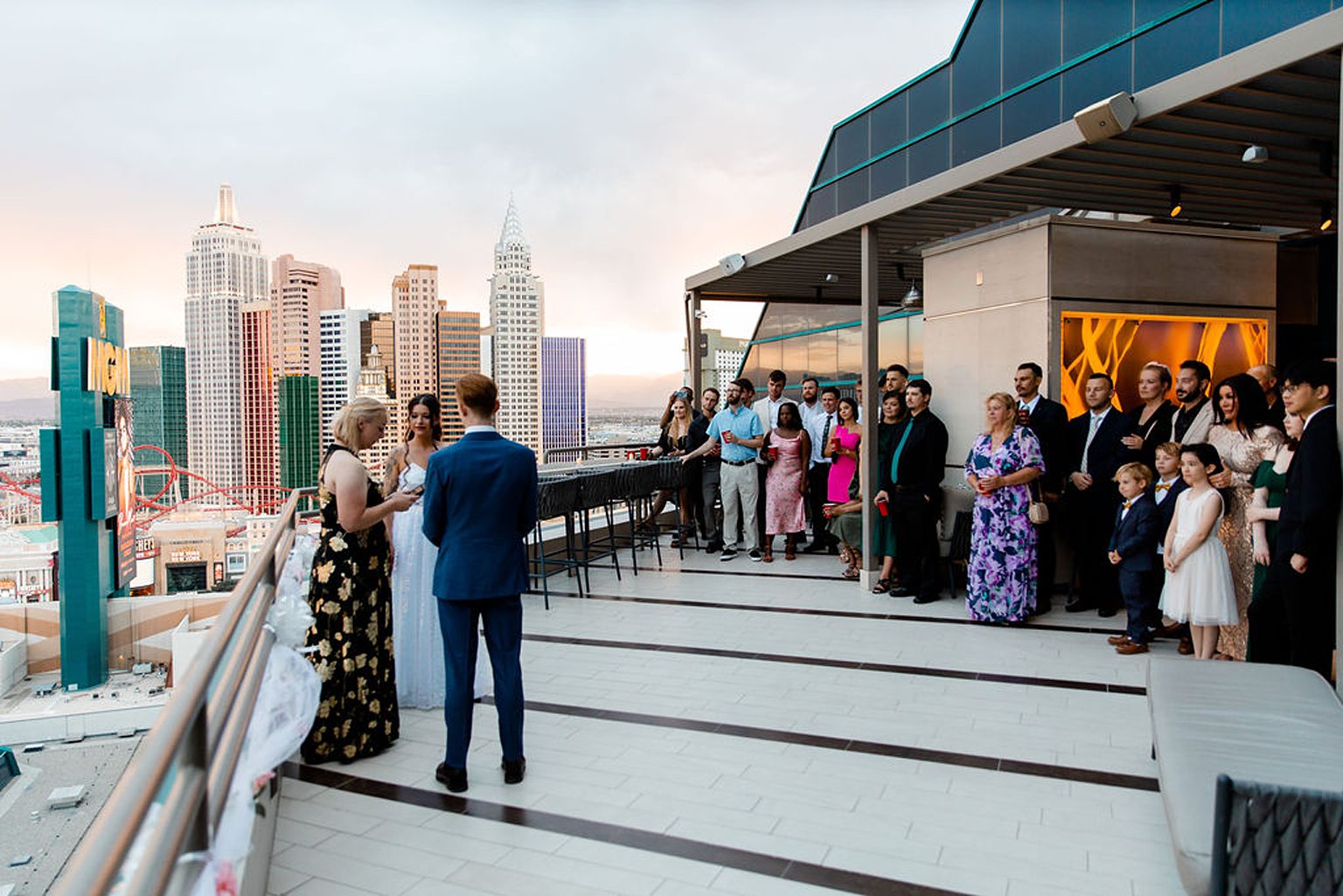 An intimate MGM Skyline Terrace Suite wedding ceremony