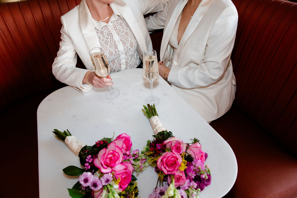 LGBTQ+ couple having drinks at Carousel Bar in downtown Las Vegas
