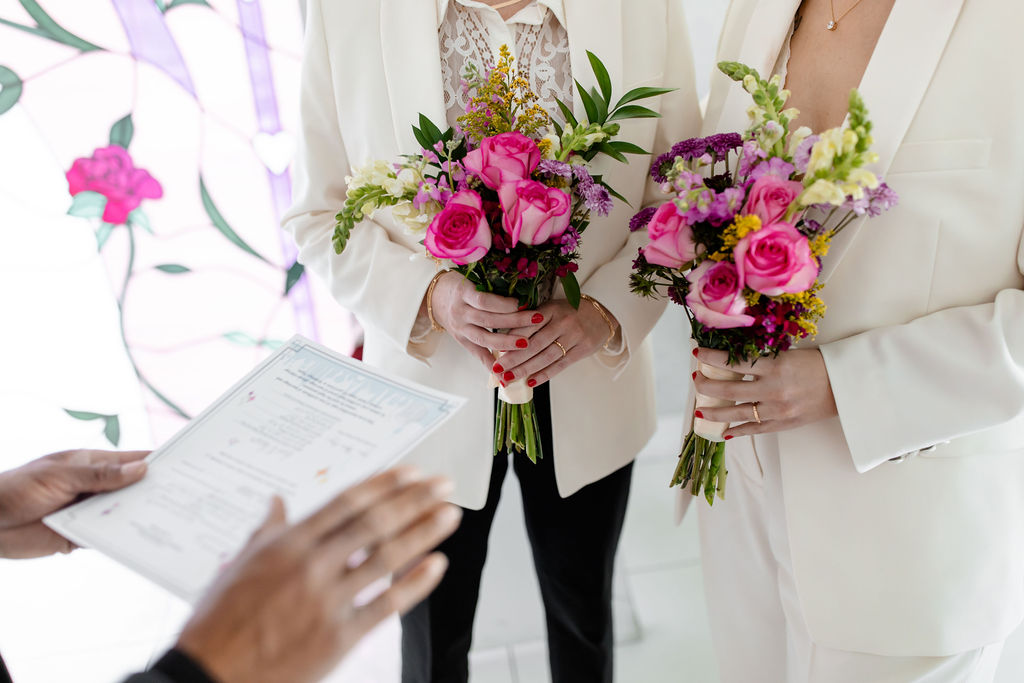Couple getting their marriage license