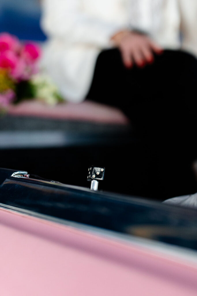 Close up shot of the Pink Cadillac's details