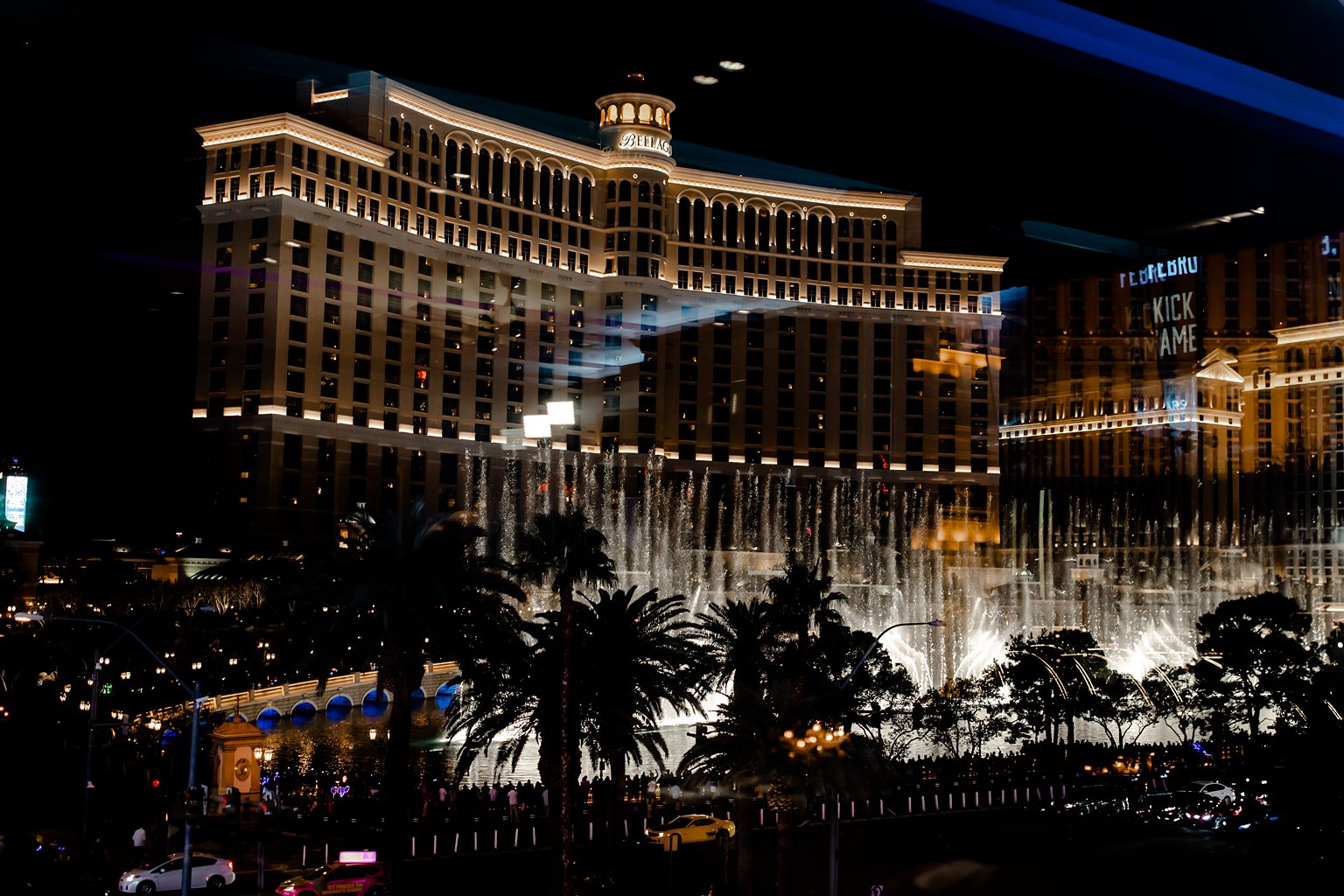 Views of the Bellagio Fountains from The LOFT at Cabo Wabo