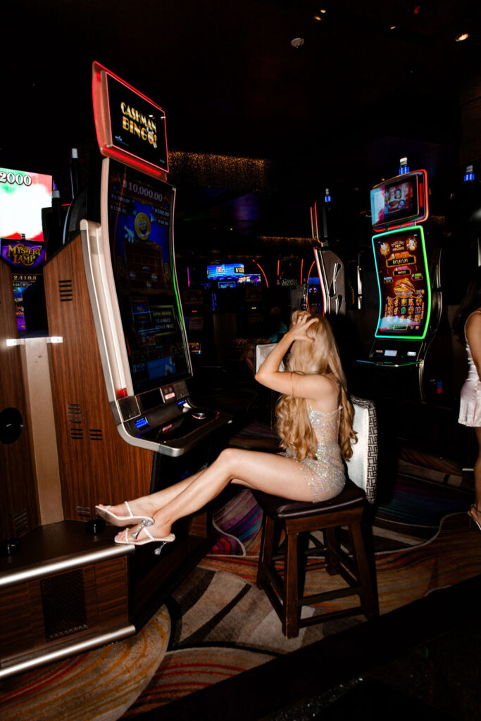 Bride-to-be posing at the slots