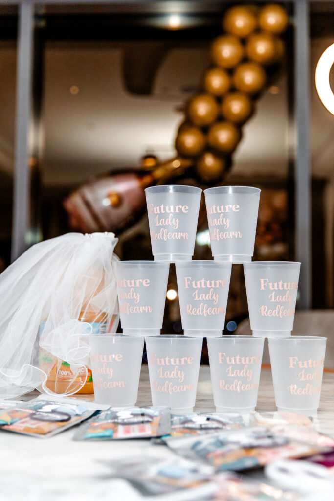 Custom Bridgerton bachelorette themed shot glasses