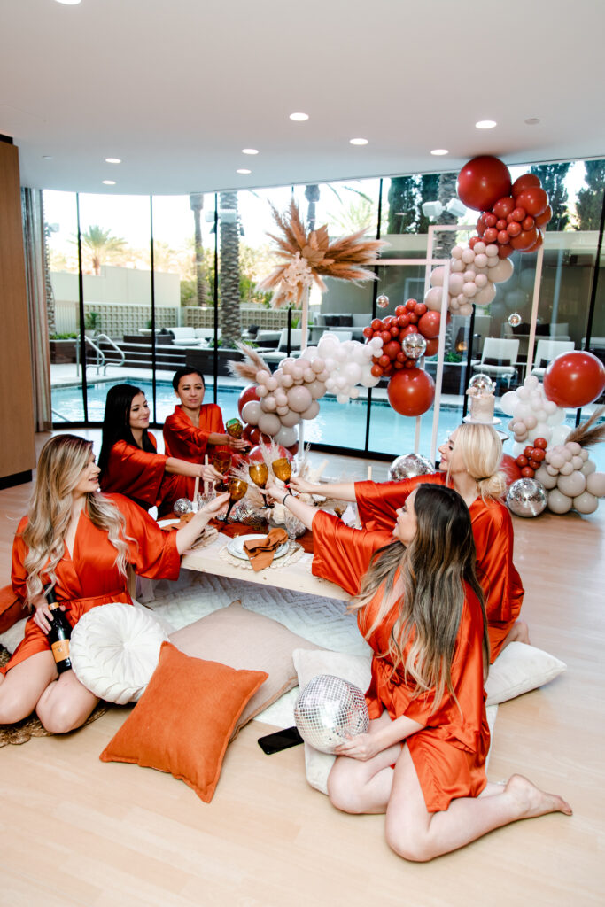 Spa bachelorette party set-up at Red Rock Spa by Well & Being in Las Vegas