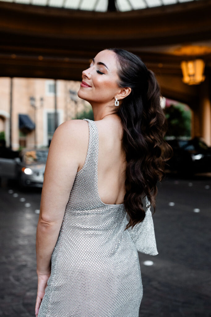 Bride-to-be posing for photos during her Las Vegas bachelorette party
