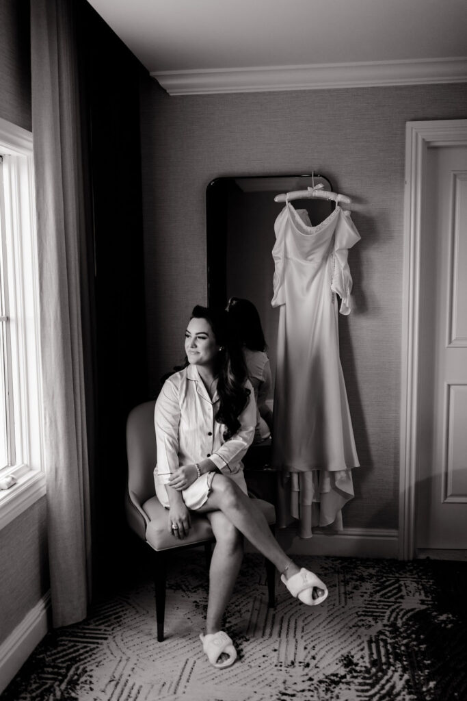 Black and white indoor bridal portraits from a JW Marriott Las Vegas wedding