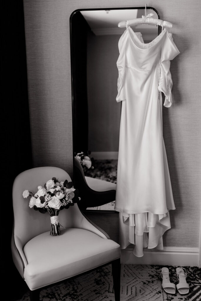 Black and white wedding detail shot