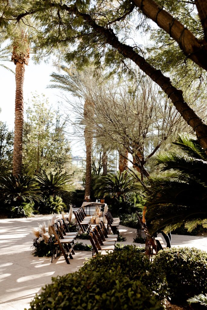 An intimate JW Marriot Las Vegas elopement ceremony setup