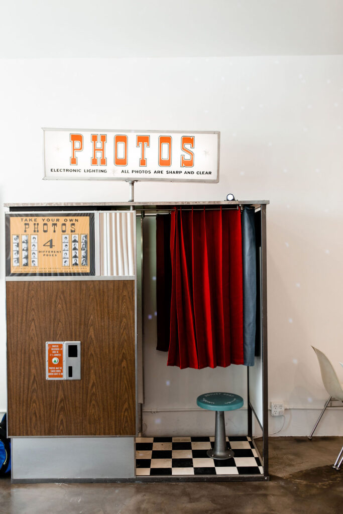 The vintage analog photobooth at Sure Thing Chapel in Las Vegas