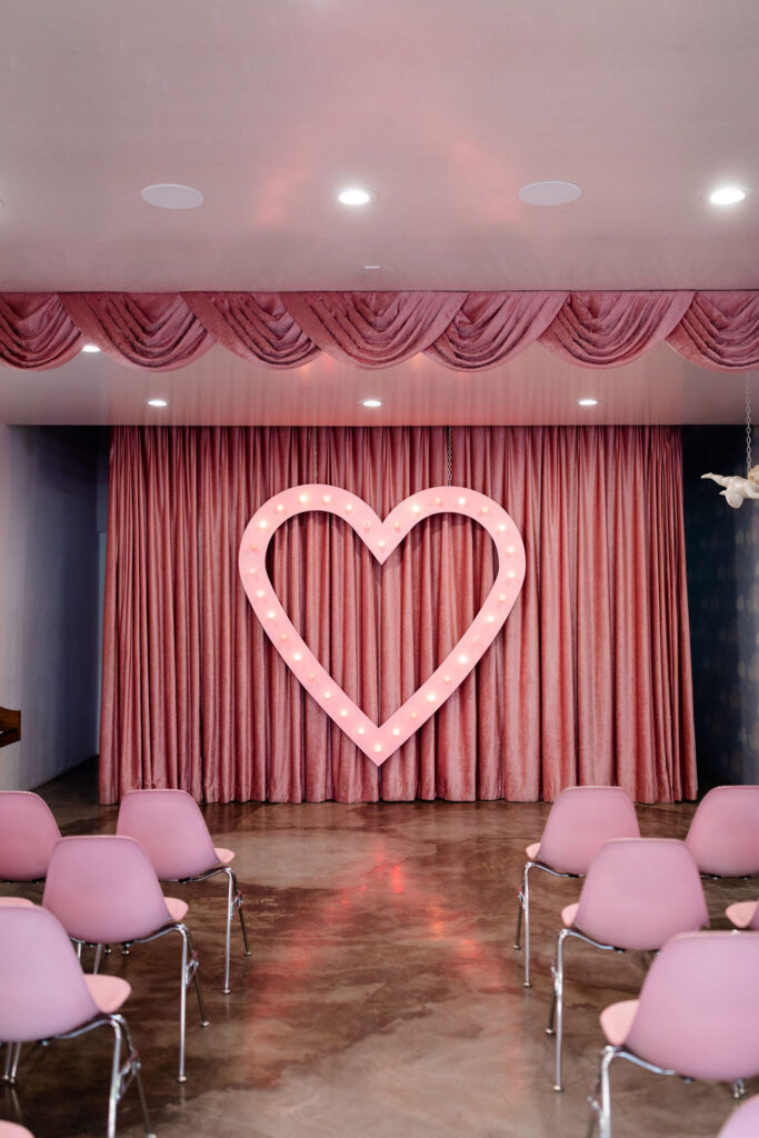 The original Sure Thing Chapel pink neon heart